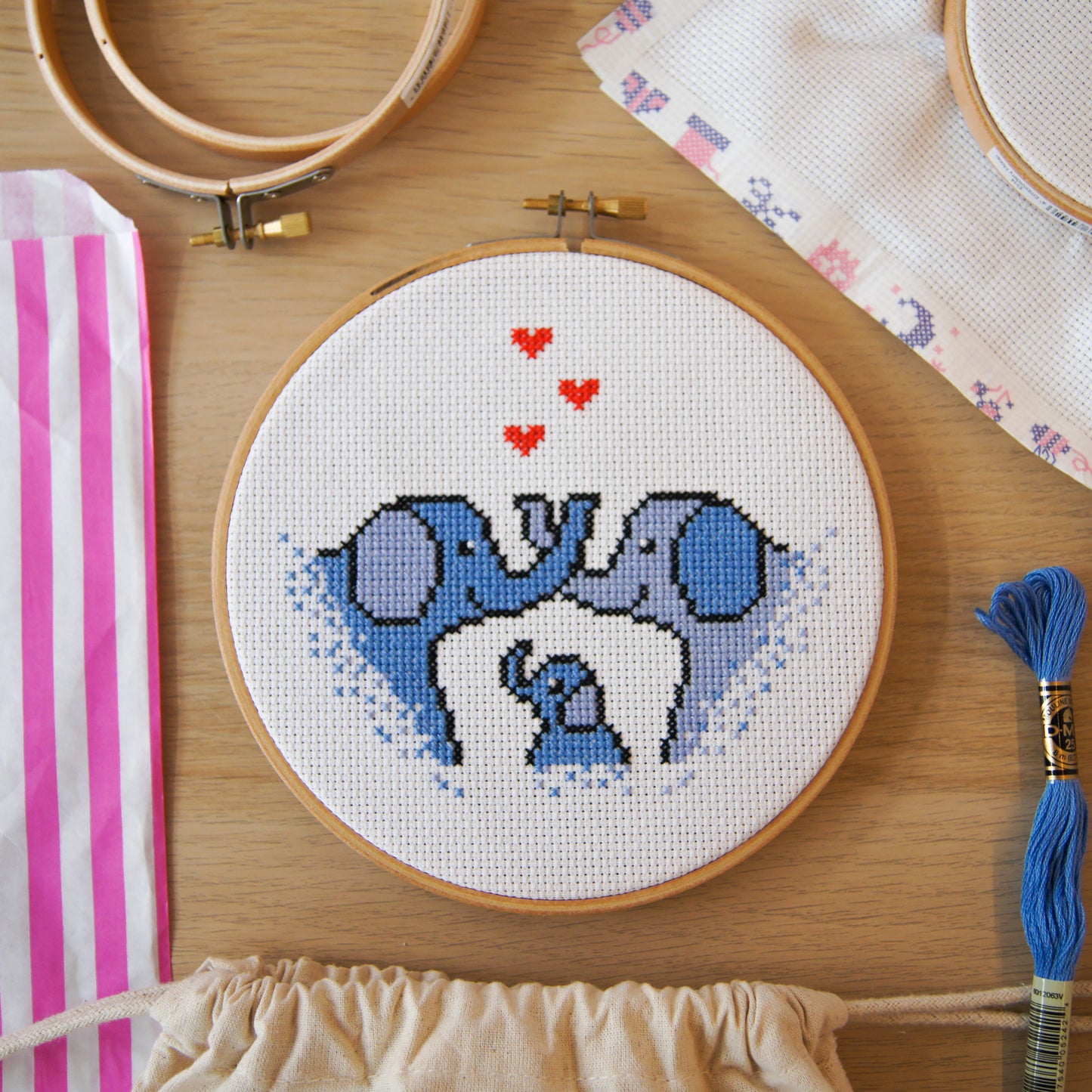 Elephant Family 6" Cross Stitch Kit